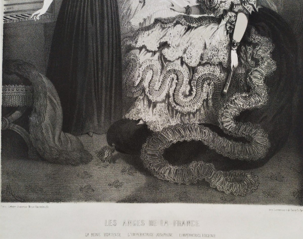 Empress Eugénie Joséphine Lithograph 19th C Old Print -photo-4