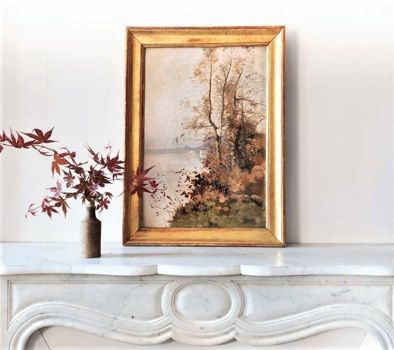 Oil Painting On Canvas Autumn Landscape 19th Century-photo-2