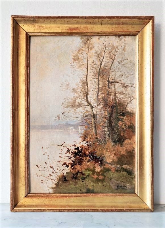 Oil Painting On Canvas Autumn Landscape 19th Century-photo-4