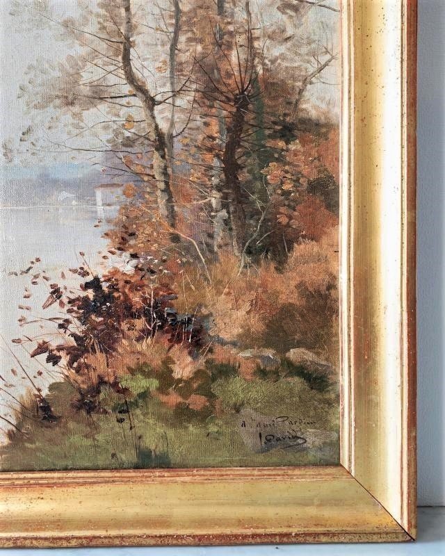 Oil Painting On Canvas Autumn Landscape 19th Century-photo-3