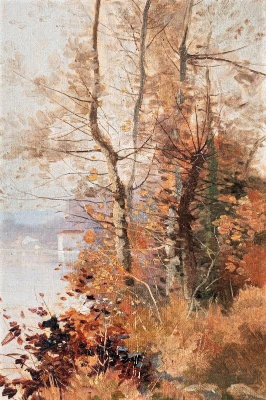 Oil Painting On Canvas Autumn Landscape 19th Century-photo-5