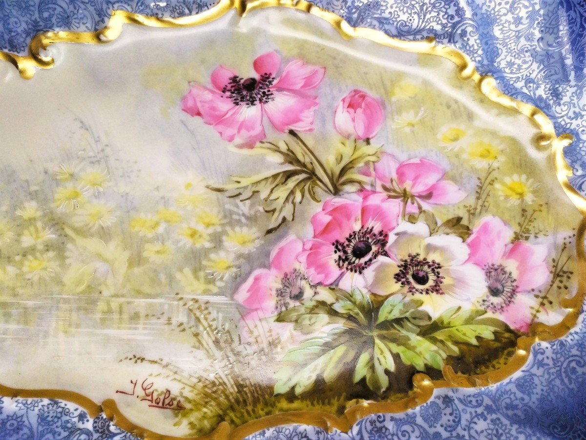 Limoges Porcelain Hand Painted Signed Dish 1915-photo-3