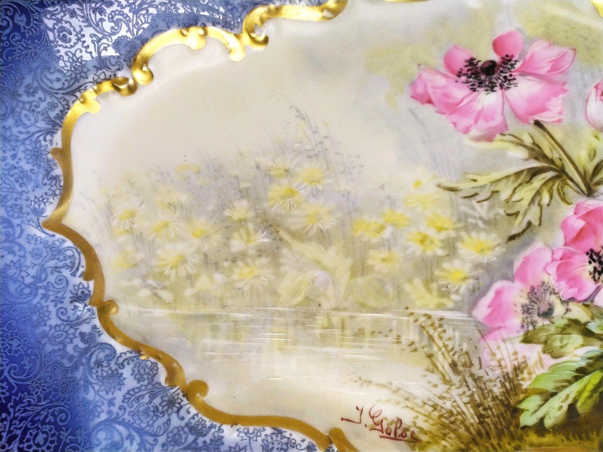 Limoges Porcelain Hand Painted Signed Dish 1915-photo-1