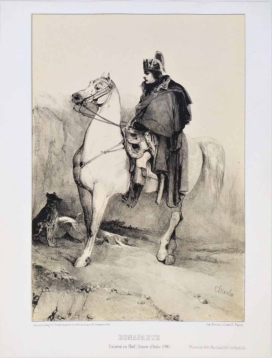 Bonaparte Napoléon à Cheval  Lithographie Par Charlet 19ème-photo-3