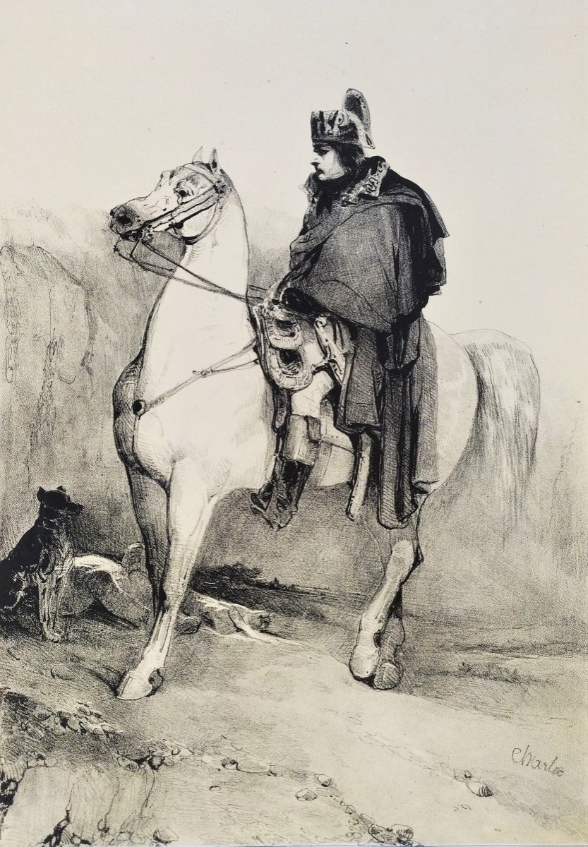 Bonaparte Napoléon à Cheval  Lithographie Par Charlet 19ème-photo-4