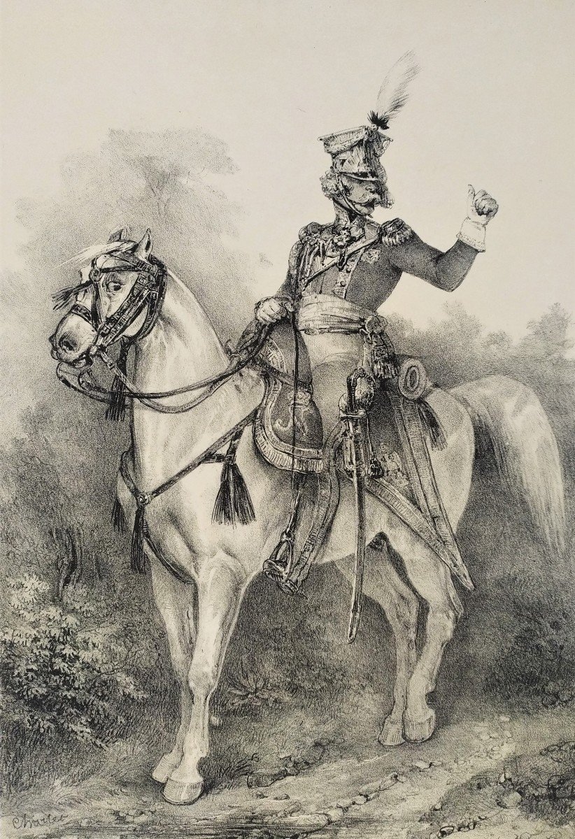 Horse Rider Polish Lancers Militaria Lithograph By Charlet 19th C-photo-4