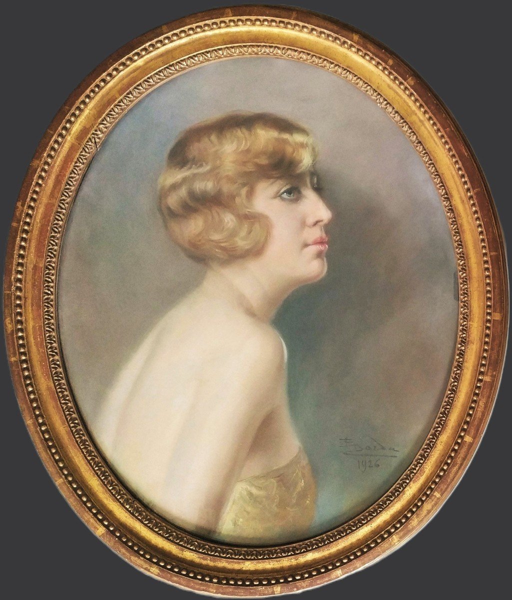 Portrait Femme Mondaine Pastel Par Enrique Dorda Y Rodriguez Peintre Espagnol Art Deco-photo-1