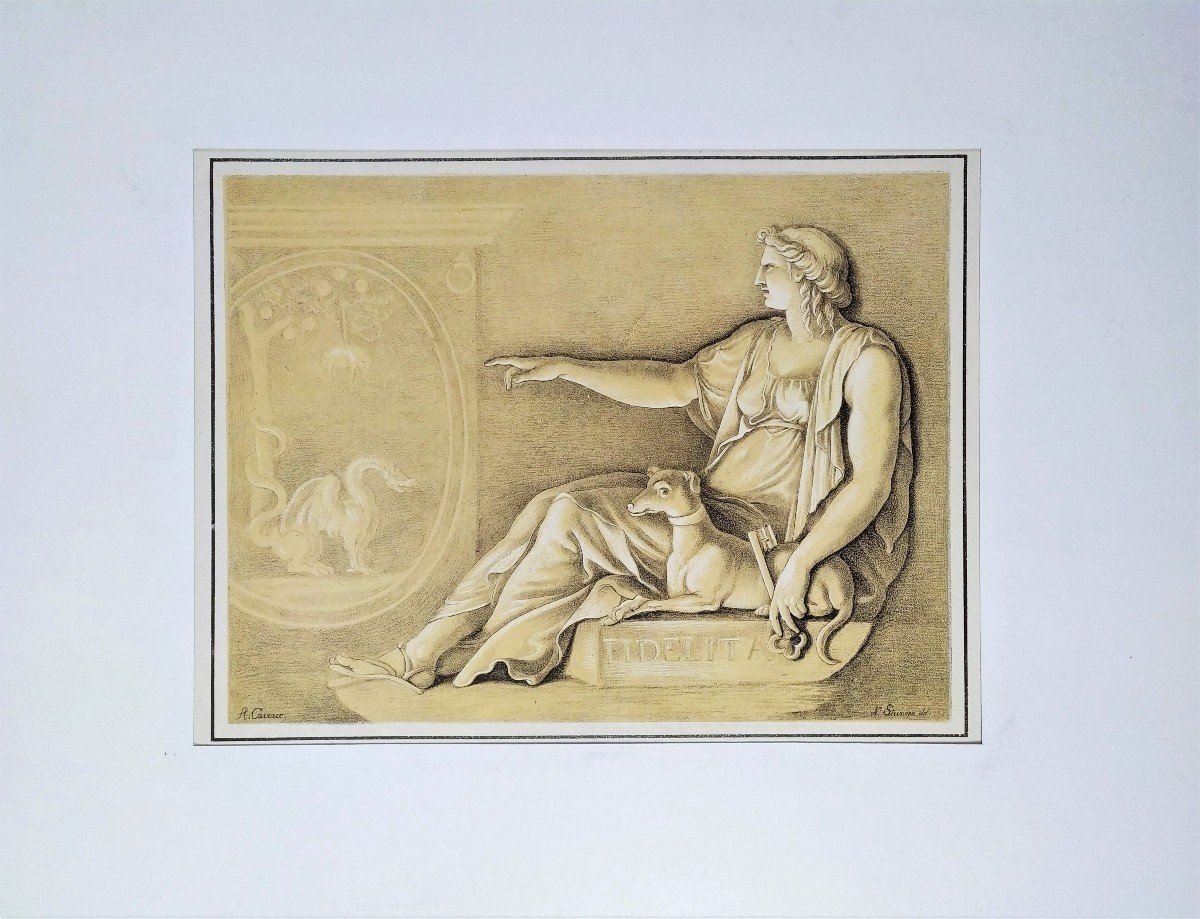 Fidelitas Lithographie Allégorique De Johann Nepomuk Strixner XIXème-photo-2