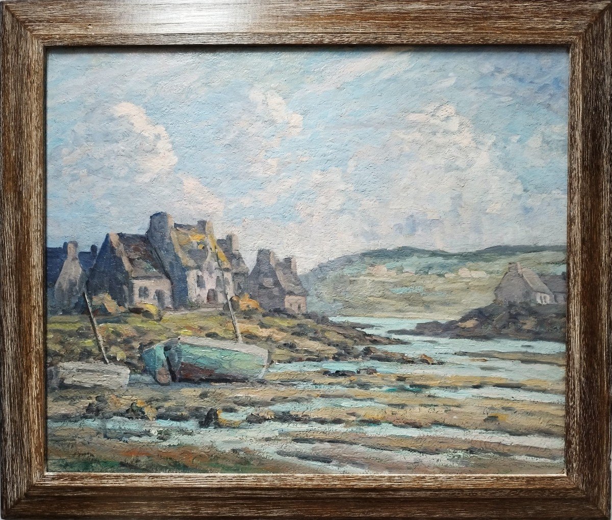 Seascape Brittany Oil Painting  By Georges Mouchot 20th Century-photo-3