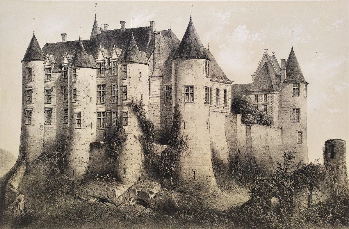 Château de Luynes Lithographie Par Victor Petit 19ème -photo-4