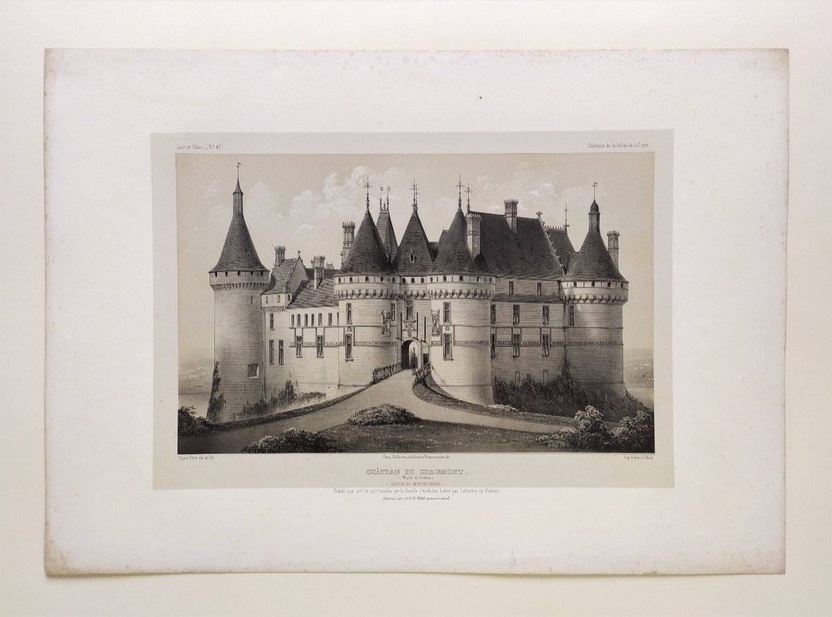 Château De Chaumont Lithographie XIX Par Victor Petit-photo-2