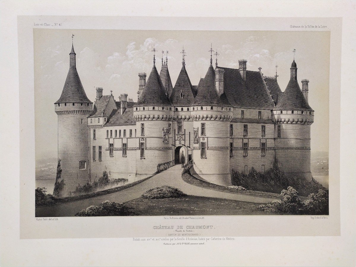 Château De Chaumont Lithographie XIX Par Victor Petit-photo-3