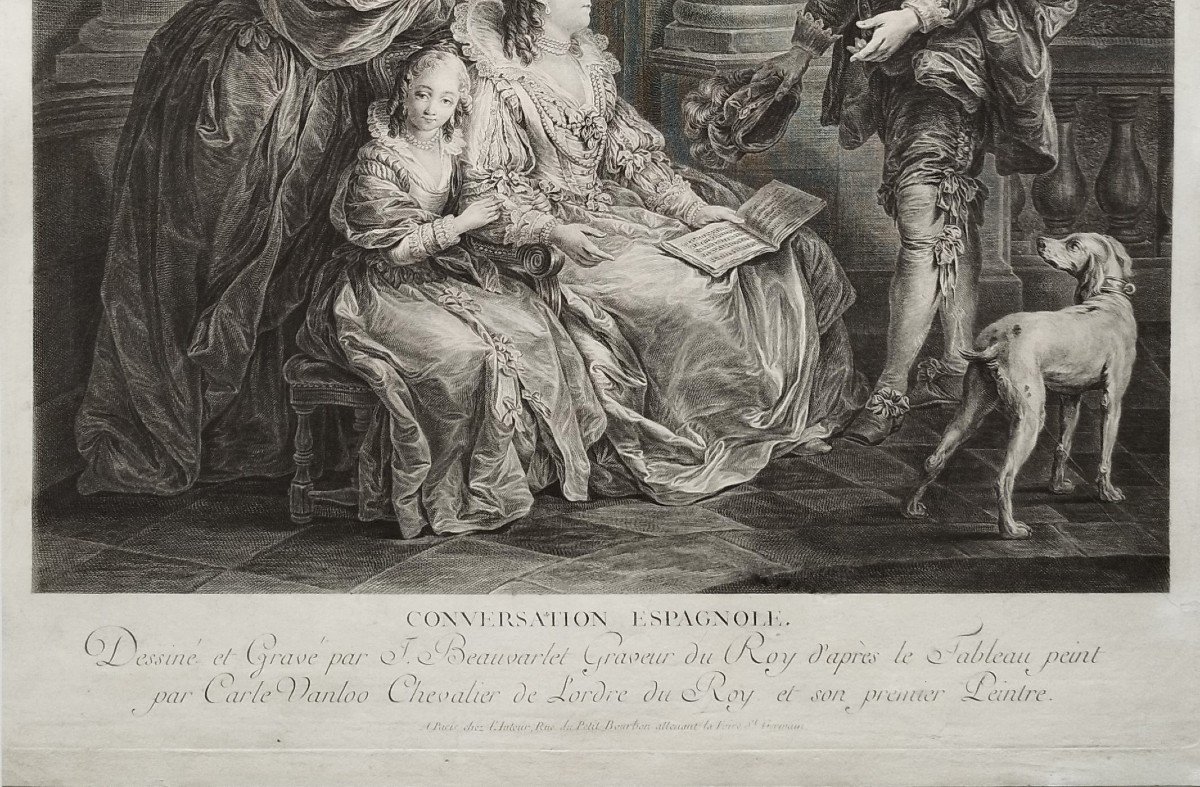 Scene From The Marriage Of Figaro 18th Century Engraving By Beauvarlet After Carle Van Loo -photo-4