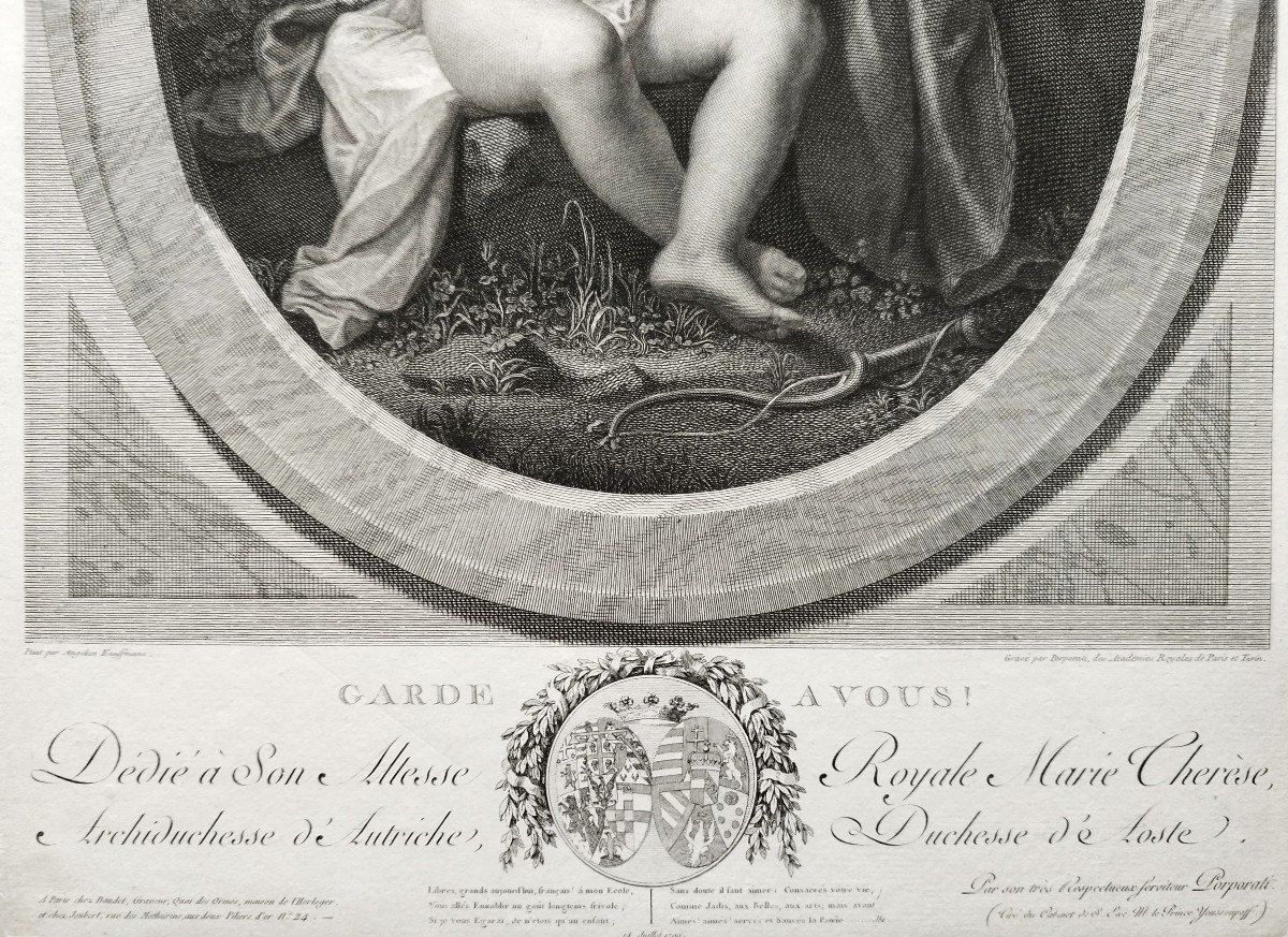 Ancienne Gravure Mythologique Garde à Vous par Porporati  Amour Cupidon 18ème-photo-4