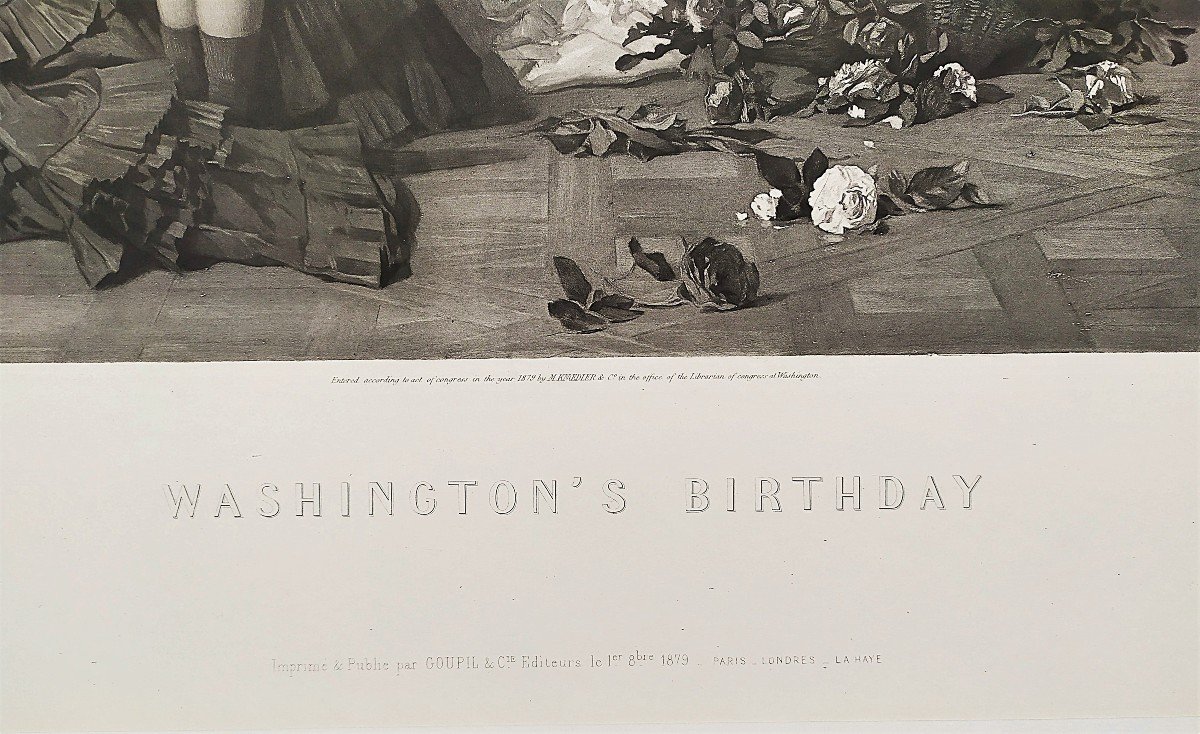 Washington's Birthday United States America Historical Photogravure After Charles Baugniet 19th-photo-4