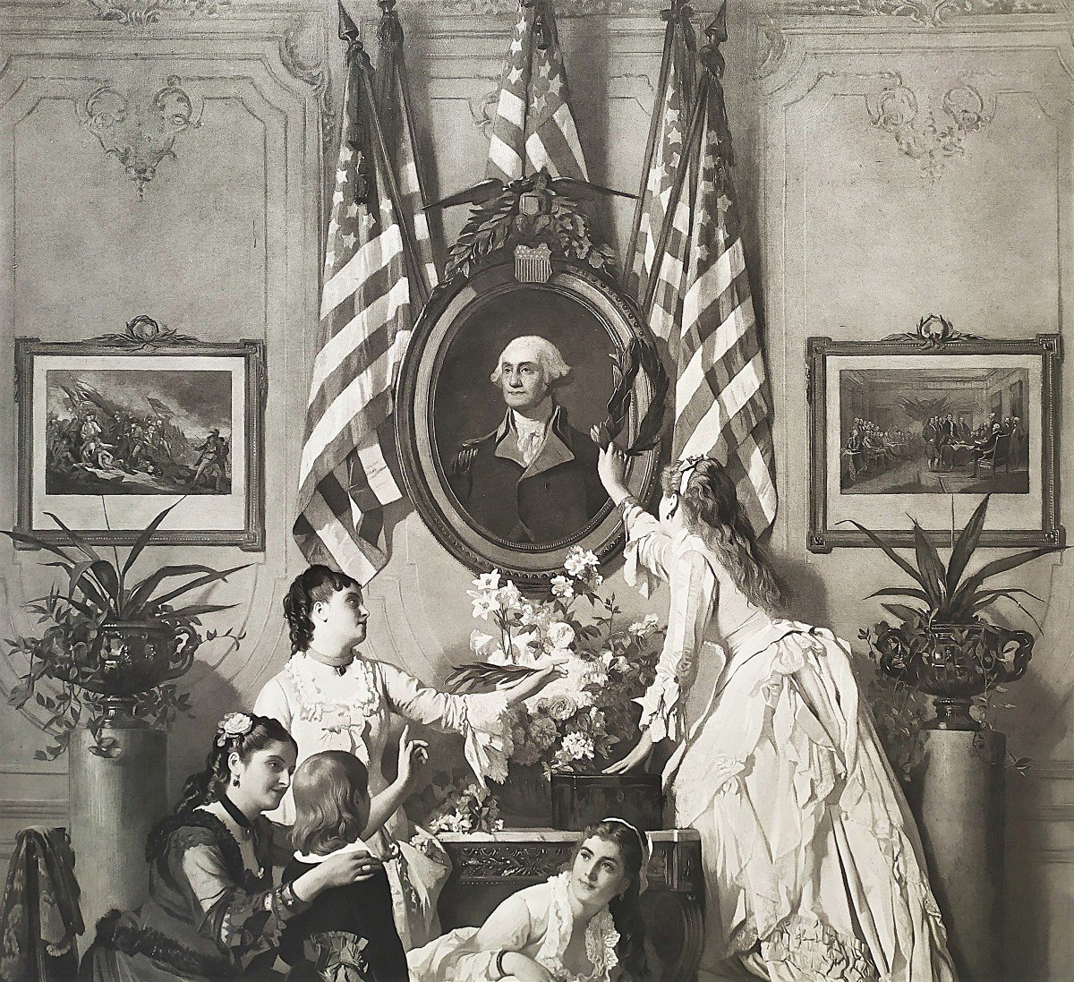 Washington's Birthday United States America Historical Photogravure After Charles Baugniet 19th-photo-2