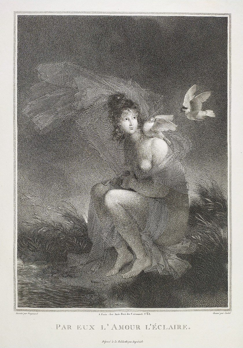 Nu Gravure Néo-classique Femme Nue d'Après Fragonard 19ème-photo-4