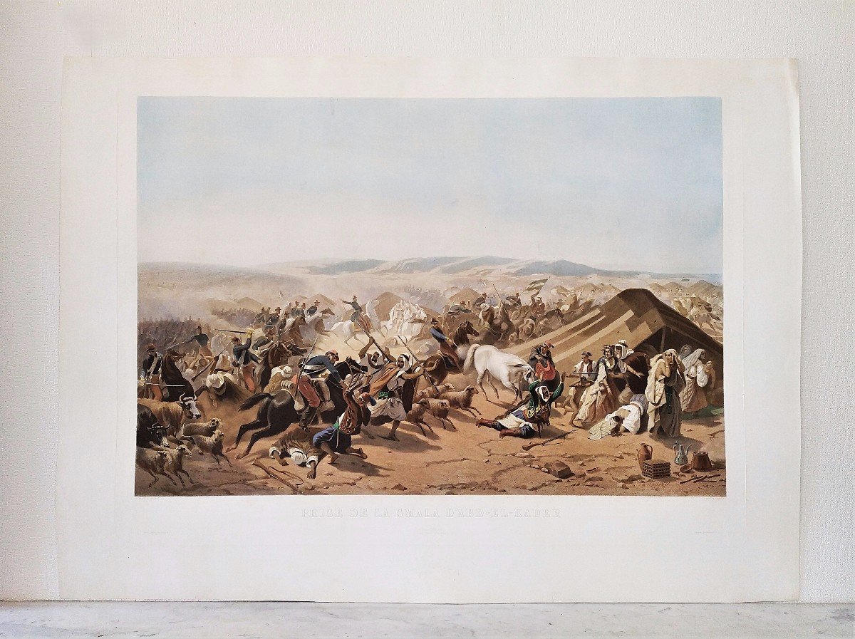  Bataille Prise De La Smala d'Abd El Kader Gravure Aquarellée d'Après Bellangé XIXème -photo-2