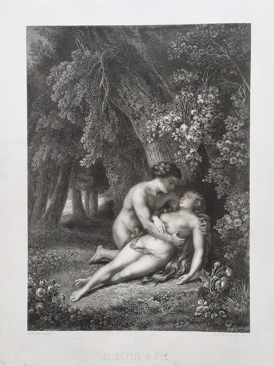 Adam Et  Eve Nu Gravure Biblique Par Pelée Et Ch.lalaisse 19ème-photo-3