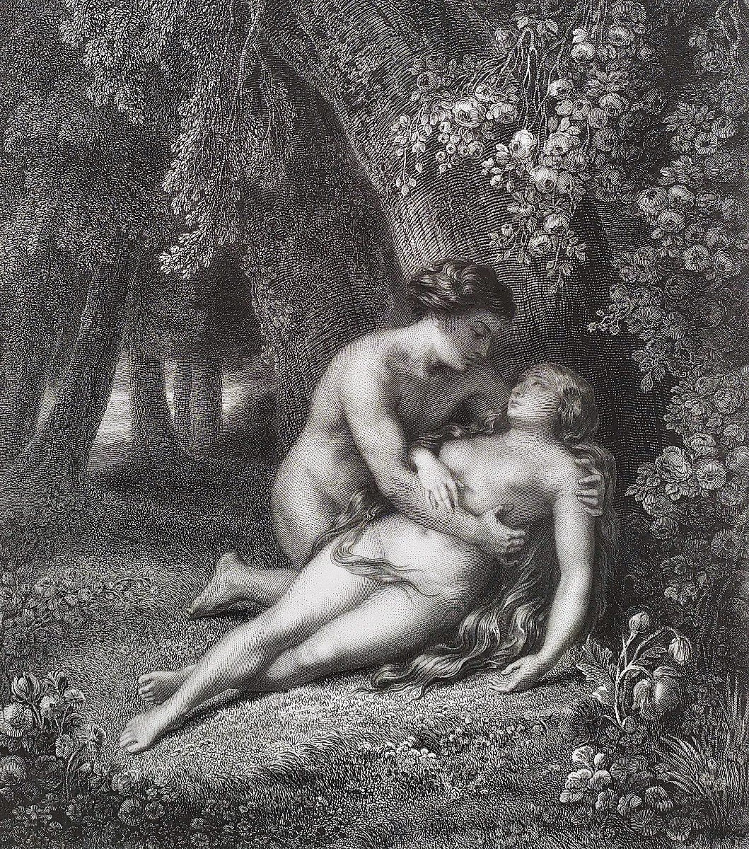 Adam Et  Eve Nu Gravure Biblique Par Pelée Et Ch.lalaisse 19ème-photo-1