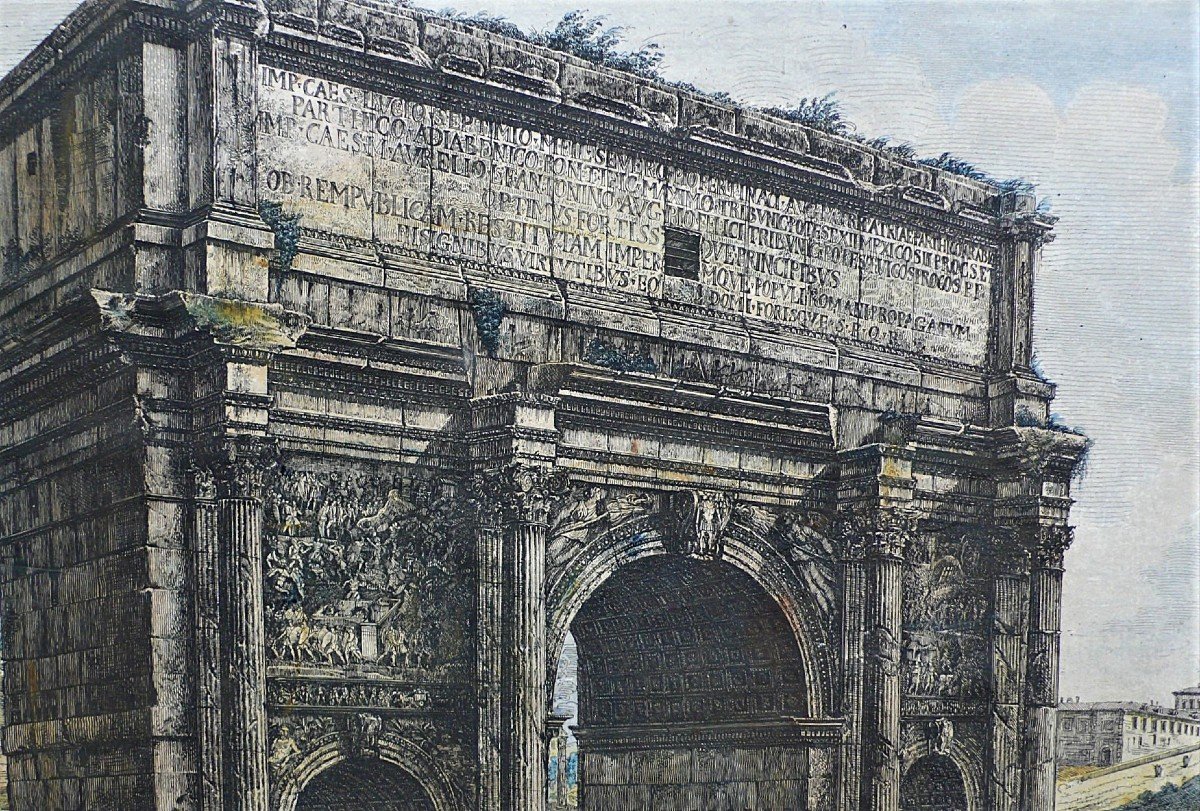 Rome l'Arc De Triomphe De Septime Sévère Ancienne Gravure Architecture 18ème-photo-2