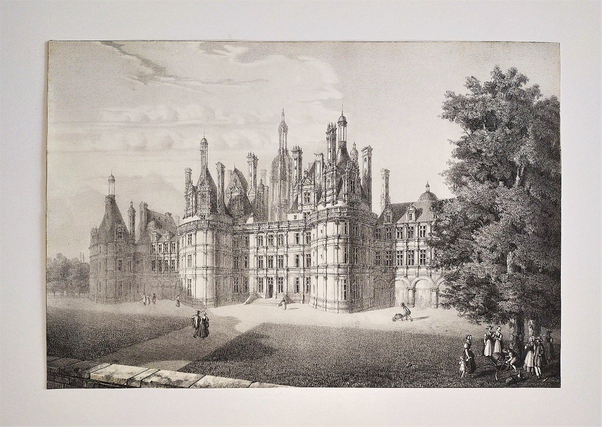 Château De Chambord Lithographie XIXème-photo-2