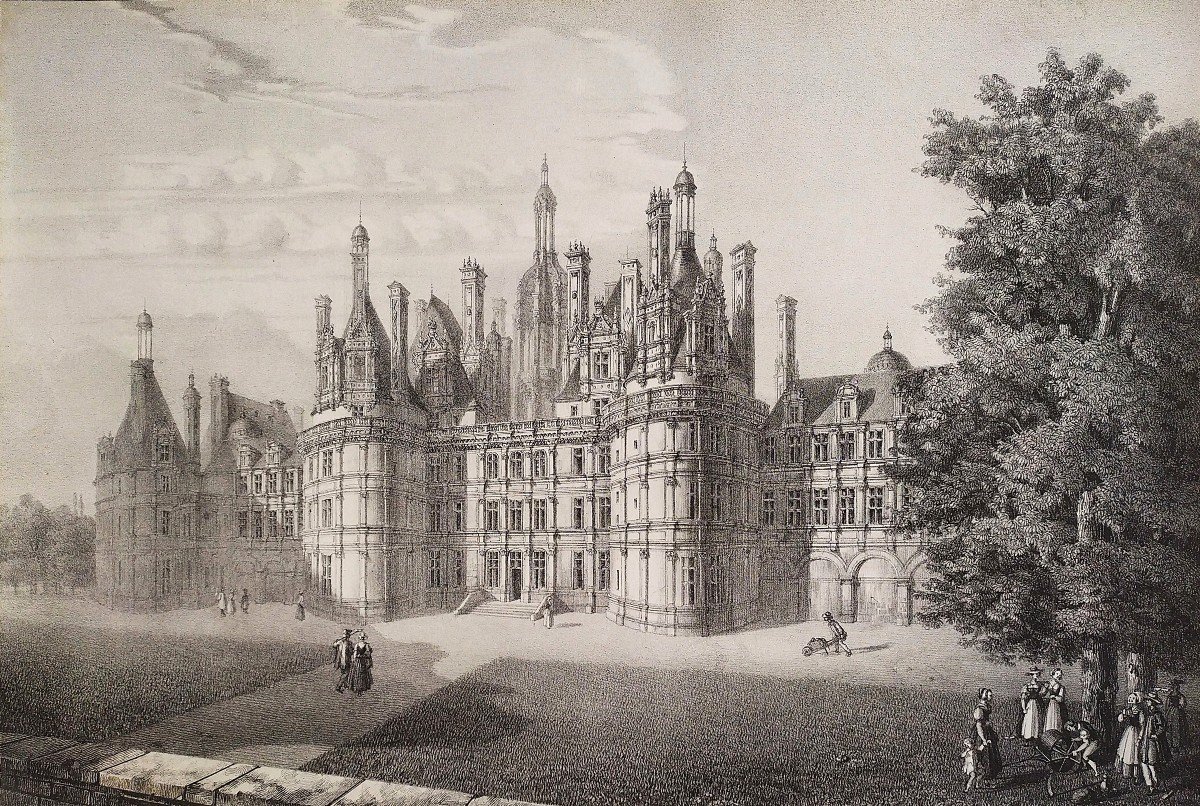 Château De Chambord Lithographie XIXème