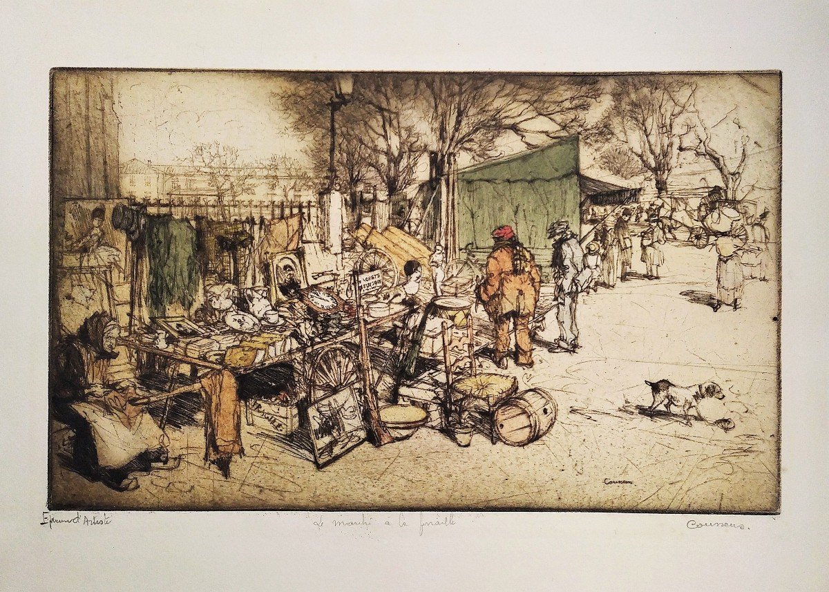 Gravure La Brocante  Par Armand Coussens -photo-3