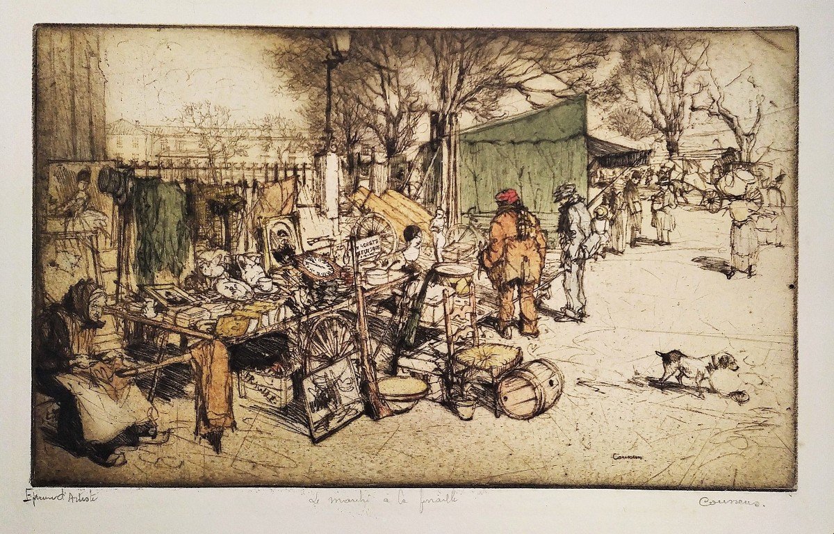 Gravure La Brocante  Par Armand Coussens 