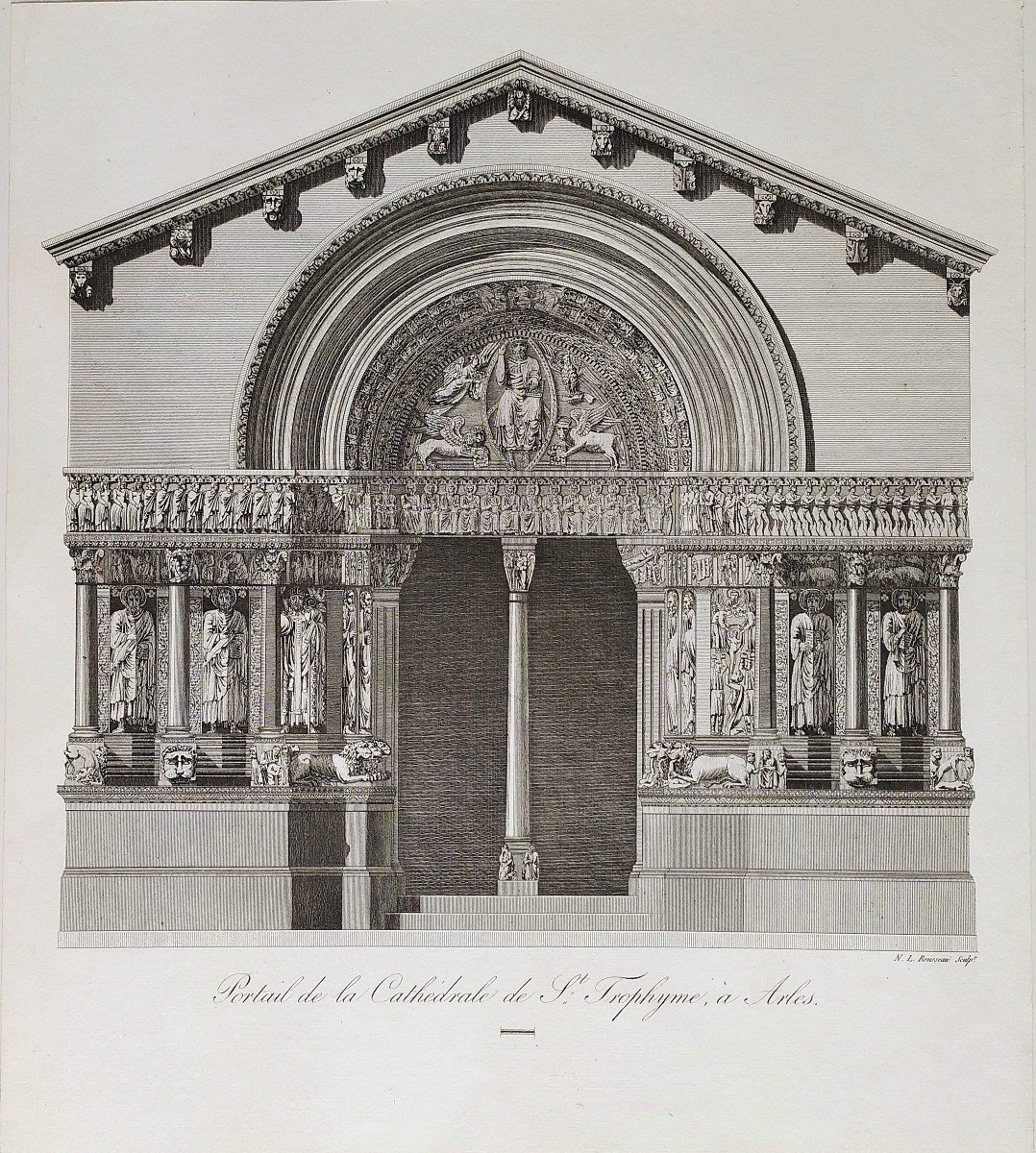 Arles The Cathedral Of St Trophime Etching  Architecture Engraving 19th C Old Print-photo-3