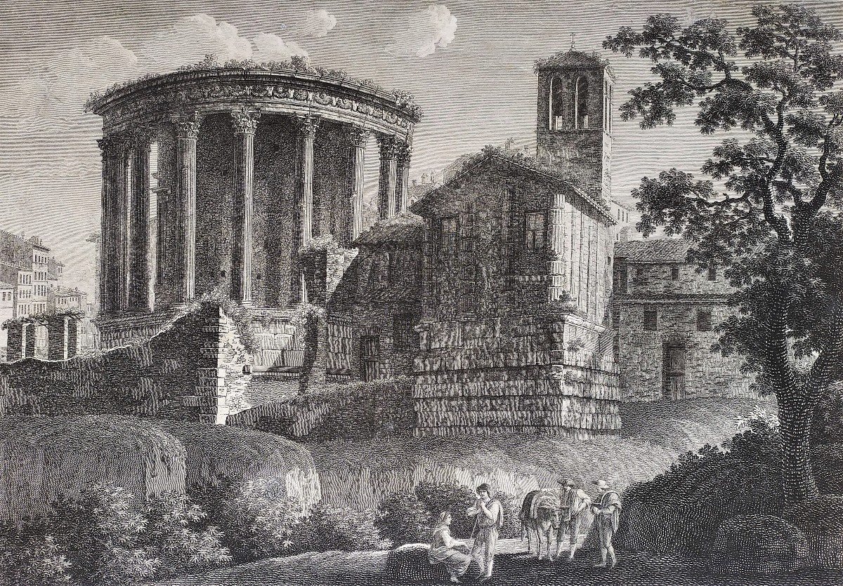  Italie Rome Temple Sybille Gravure Ancienne 18ème Architecture-photo-4