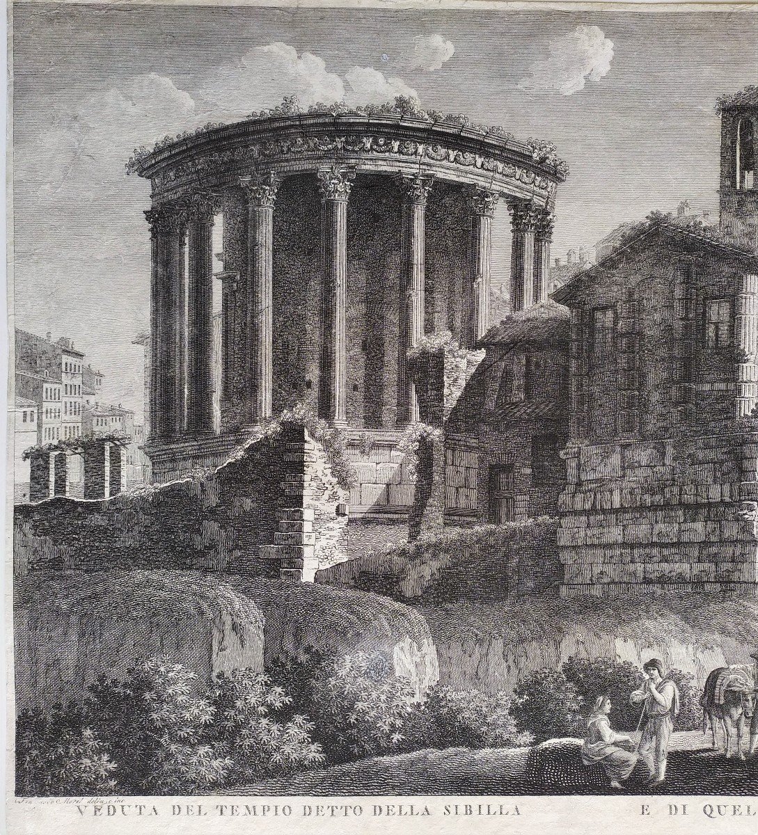  Italie Rome Temple Sybille Gravure Ancienne 18ème Architecture-photo-1