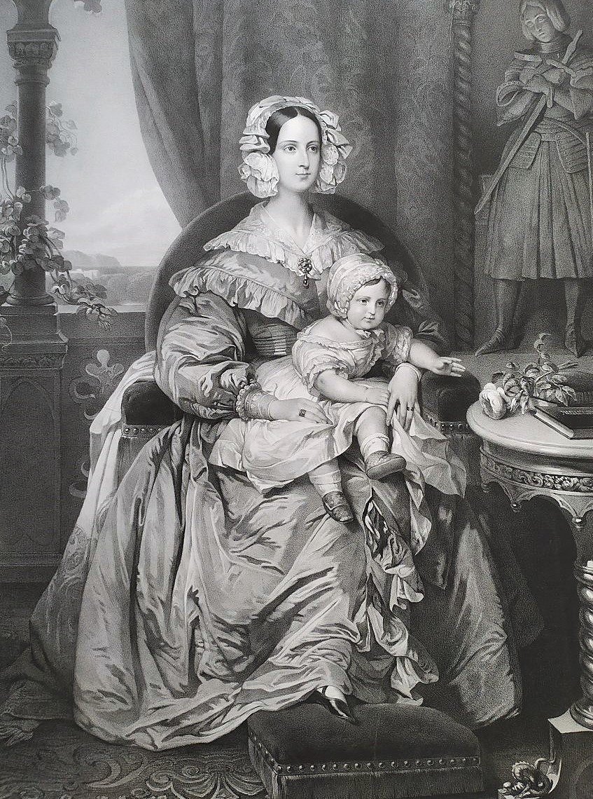 Marie d'Orléans Lithographie Par Henri Grévedon d'Après Winterhalter Famille Royale-photo-1