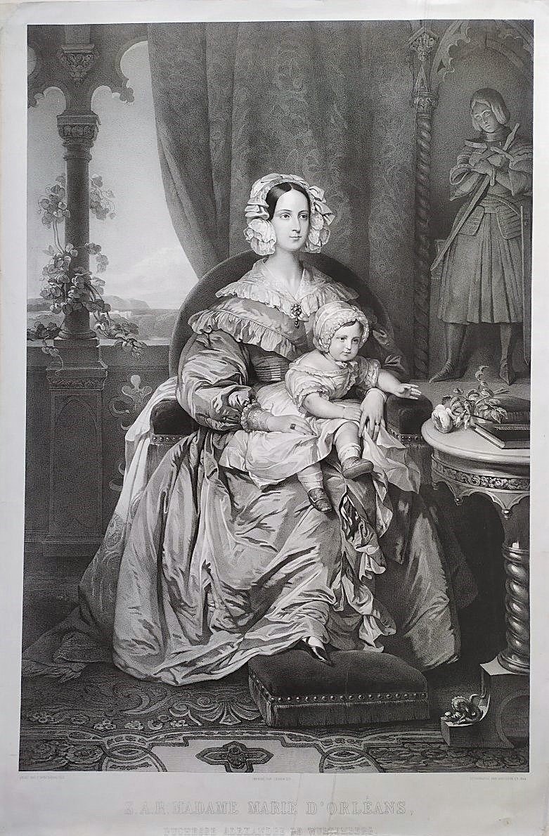 Marie d'Orléans Lithographie Par Henri Grévedon d'Après Winterhalter Famille Royale