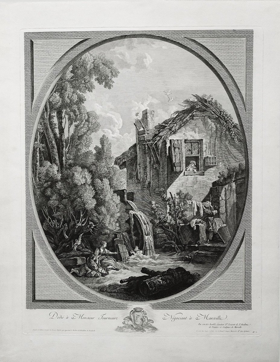 Paire De Gravures Anciennes d'Après François Boucher 19ème-photo-3