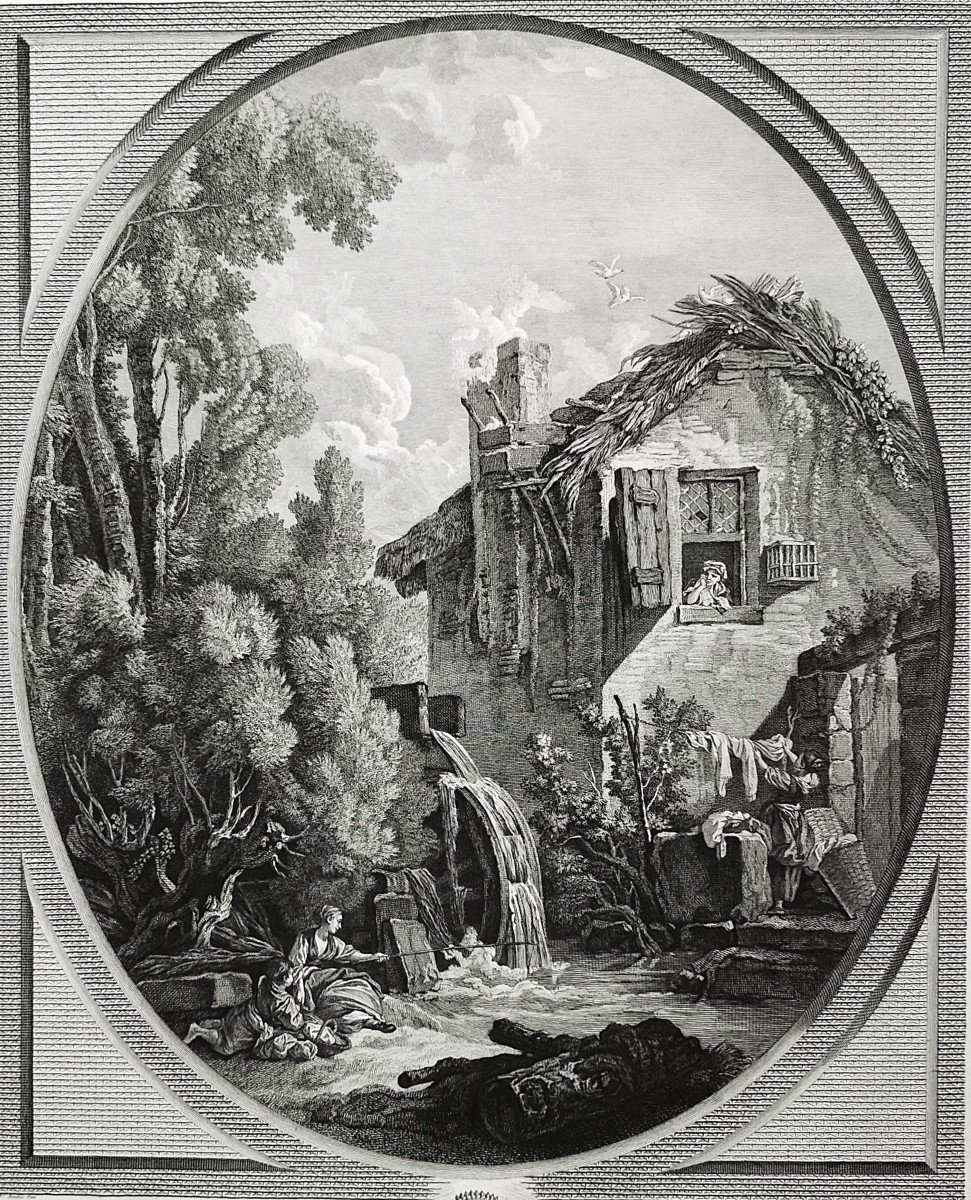 Paire De Gravures Anciennes d'Après François Boucher 19ème-photo-1