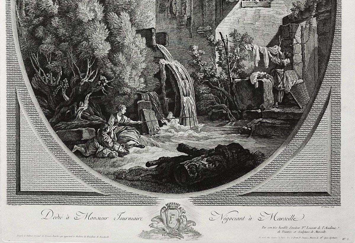 Paire De Gravures Anciennes d'Après François Boucher 19ème-photo-2