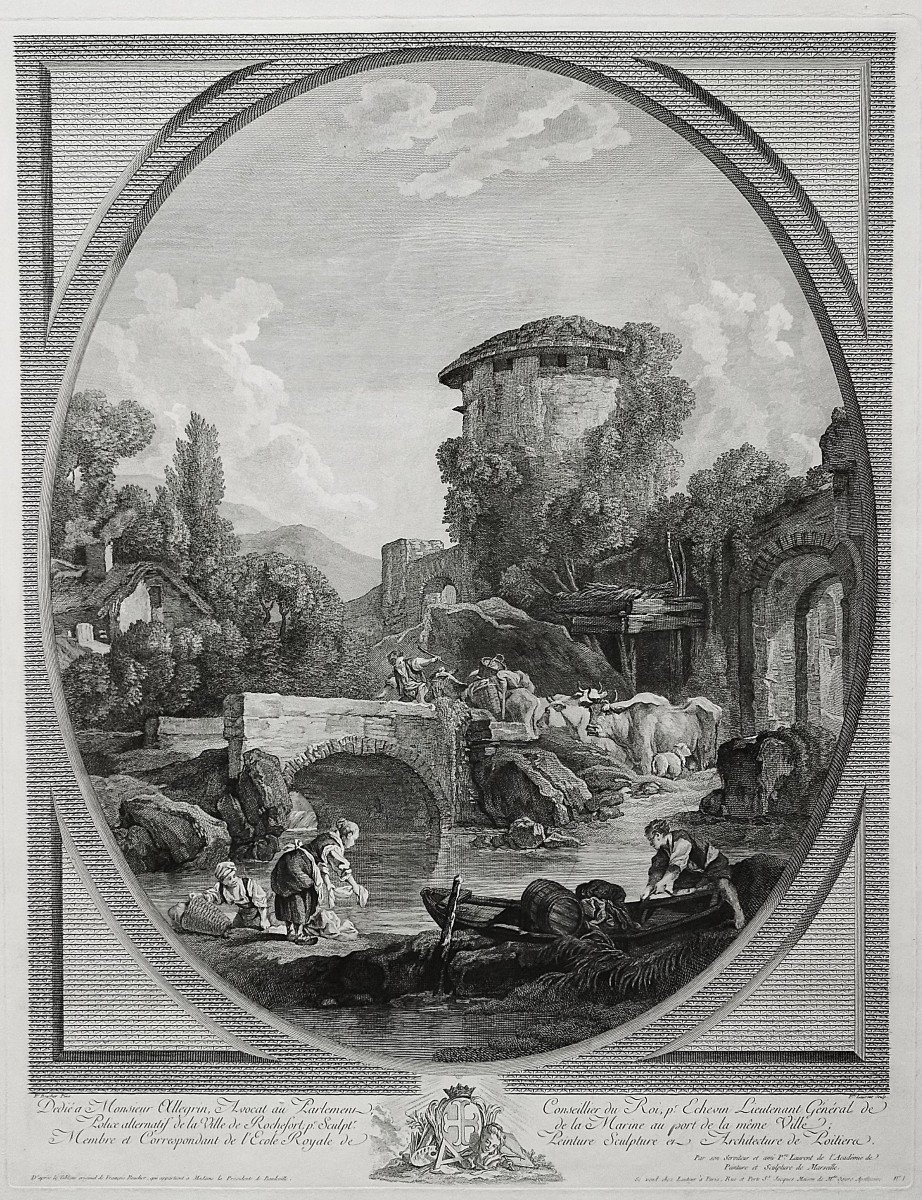 Paire De Gravures Anciennes d'Après François Boucher 19ème-photo-5