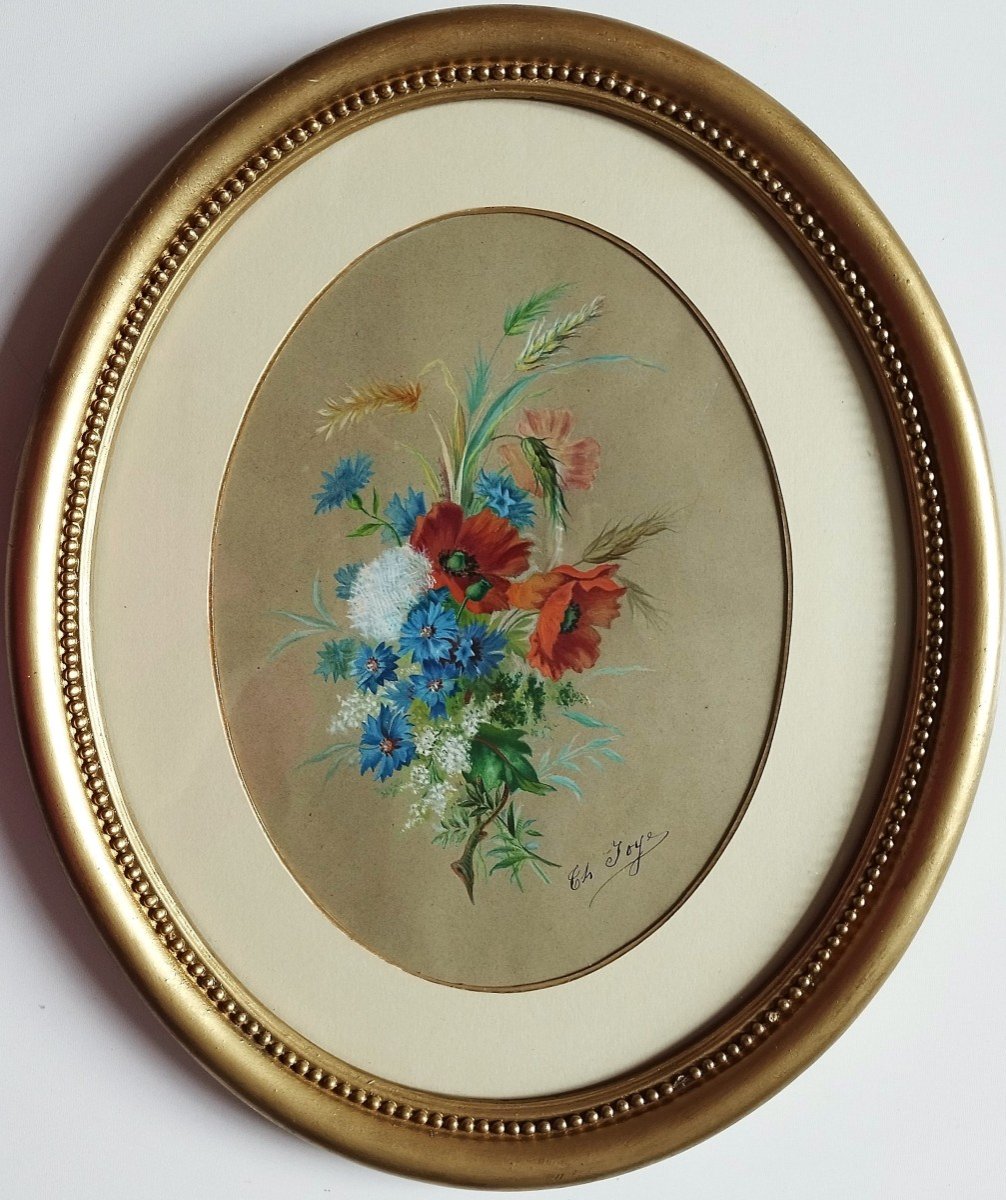 Nature Morte Fleurs Des Champs Gouache Par Charles Joye -photo-2