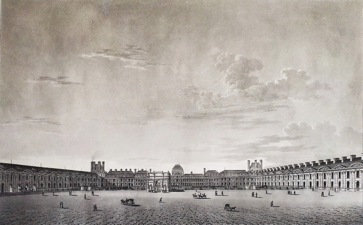 Paris Carrousel Louvre Tuileries Engraving By Damane Demartrais 19th Century Old Print-photo-4