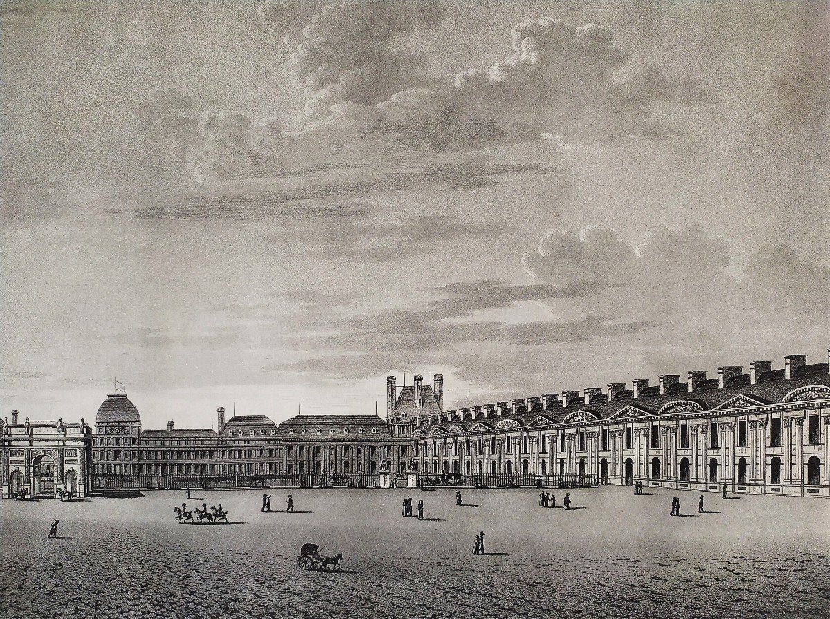 Paris Carrousel Louvre Tuileries Engraving By Damane Demartrais 19th Century Old Print-photo-4