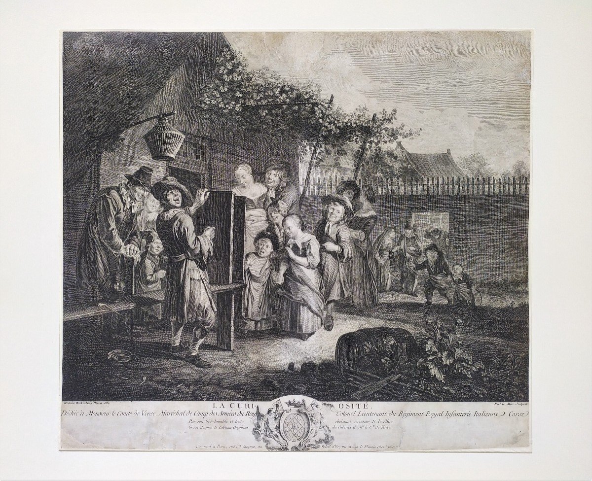  Genre Scene After Flemish Painting By Reinier Brakenburg  Engraving 18th C Etching Old Print-photo-2