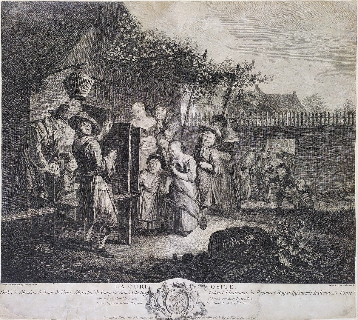  Genre Scene After Flemish Painting By Reinier Brakenburg  Engraving 18th C Etching Old Print-photo-3