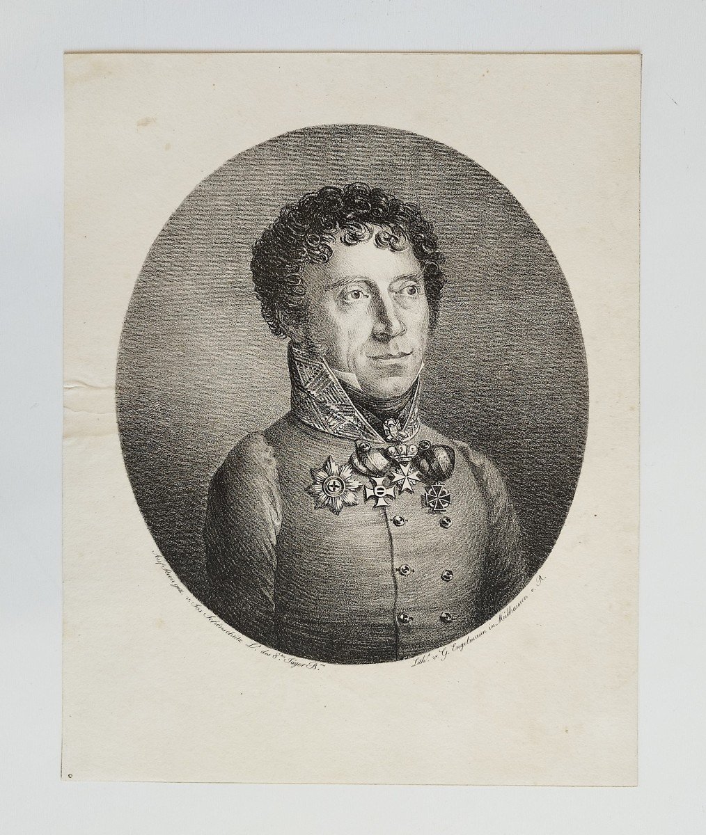 Lithographie Par Engelmann Portrait De Jos Schönschütz 19ème-photo-2