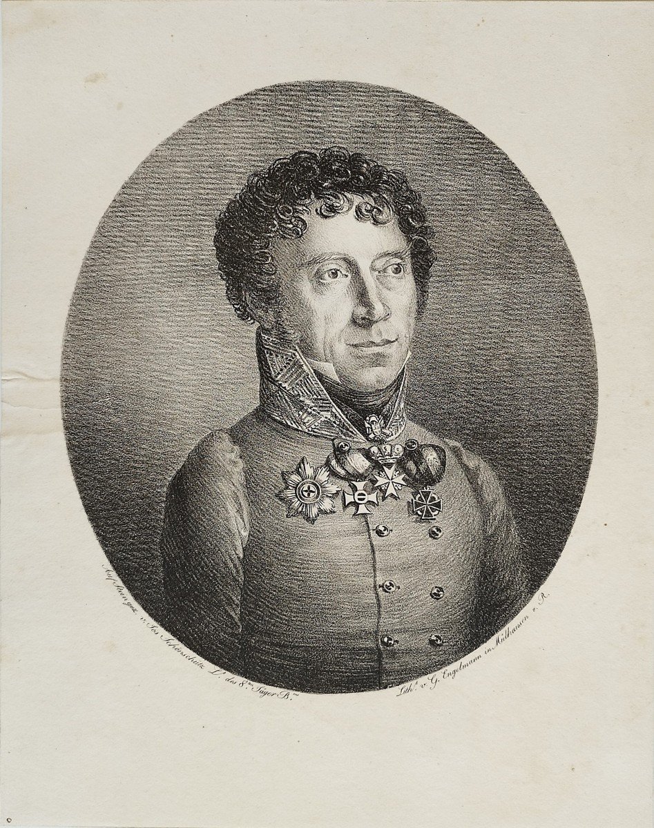 Lithographie Par Engelmann Portrait De Jos Schönschütz 19ème-photo-3