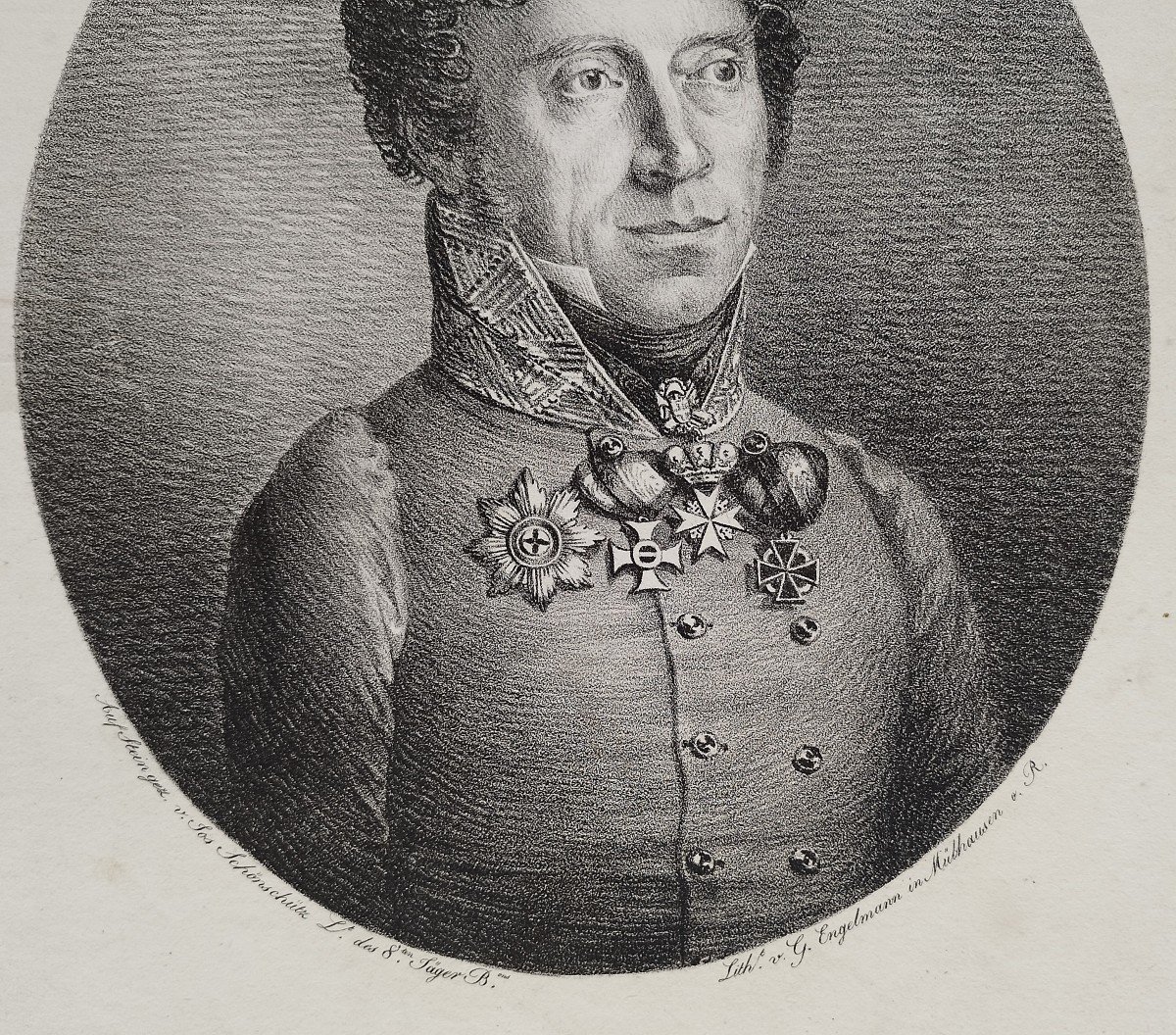 Lithographie Par Engelmann Portrait De Jos Schönschütz 19ème-photo-1