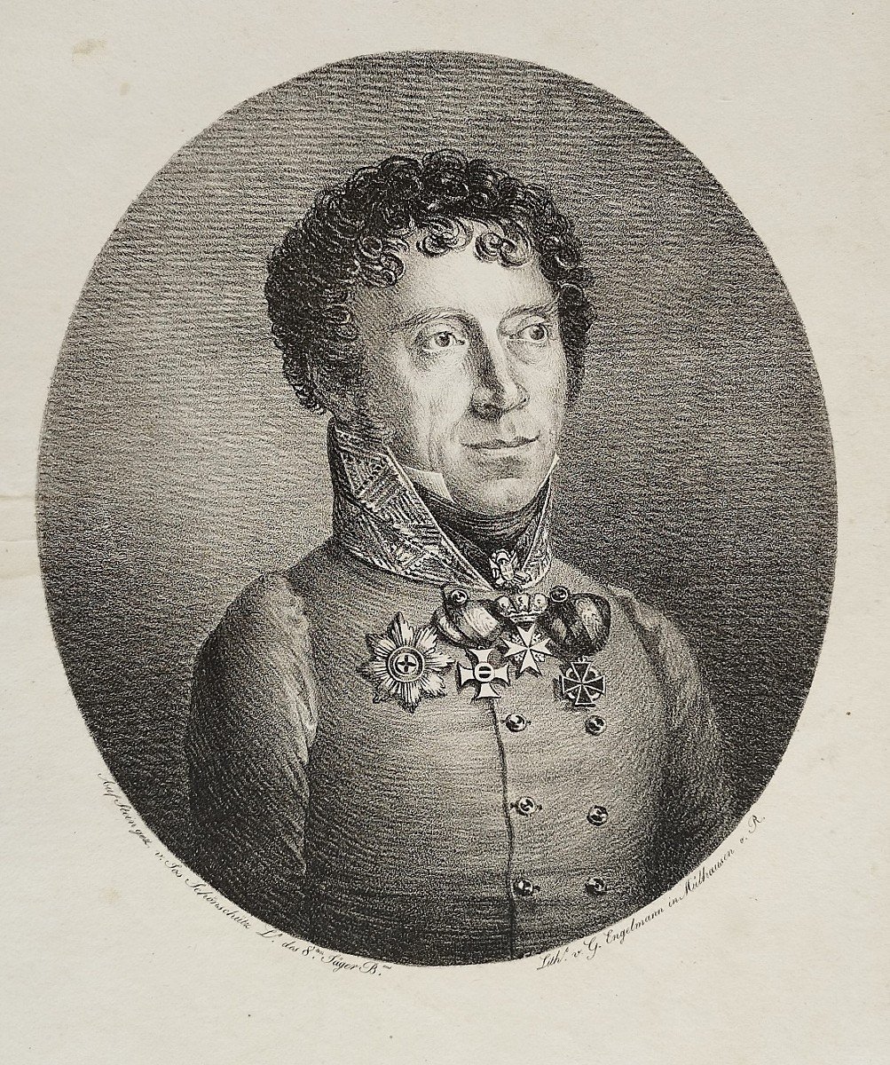 Lithograph By Engelmann Portrait Of Jos Schönschütz 19th C Old Print