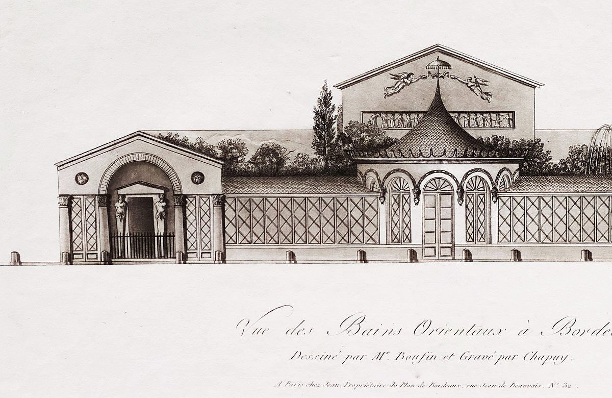 Bordeaux Bains Orientaux  Gravure Ancienne Architecture 19ème-photo-3