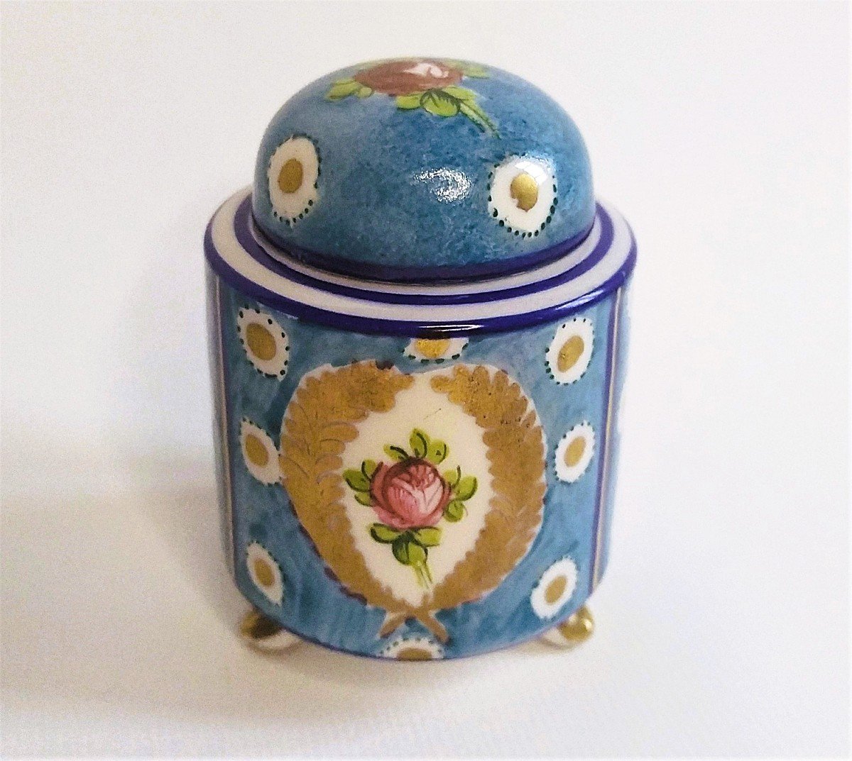   Inkpot Hand Painted Porcelain Box 19th Century Samson Paris 19th C-photo-4