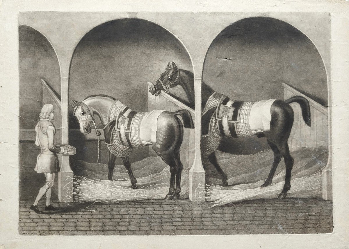  Gravure Ancienne Chevaux d'Après James Seymour 18ème